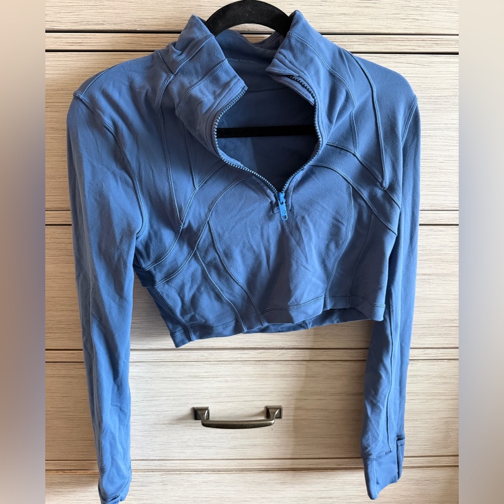 lululemon athletica Cropped Quarter-Zip Top in Dusty Blue